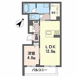 シャーメゾン大浦 1LDKの間取図画像