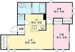 パセオ 2LDKの間取図画像