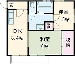 エムハイツ 2DKの間取図画像