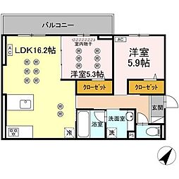 メゾンシュシュ 2LDKの間取図画像