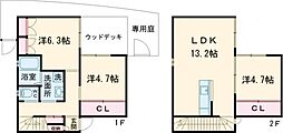 ユニキューブ祇園2 3LDKの間取図画像