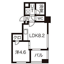 TEADA入船 1LDKの間取図画像
