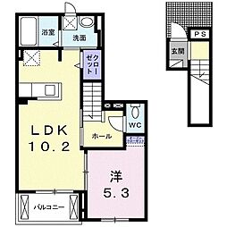 花梨2 1LDKの間取図画像