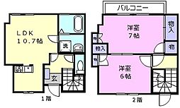 プレタメゾン結城A 2LDKの間取図画像