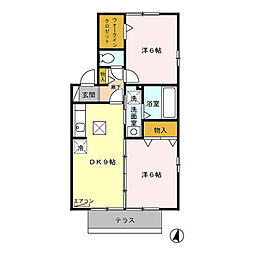 エスパーダB 2DKの間取図画像