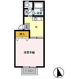ジュネスone 1Kの間取図画像