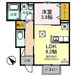 アプリコット潮音 1LDKの間取図画像