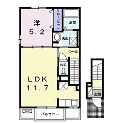 ワイティ202B 1LDKの間取図画像