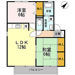 サンファミールあいA 2LDKの間取図画像