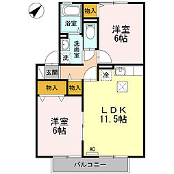 リビエールNo.1 2LDKの間取図画像