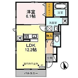 シャルマン岡 1LDKの間取図画像