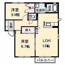 Ｍｙメゾン　みらいえ　Ａ棟 2階2LDKの間取り