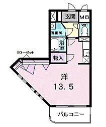 グレディオール ワンルームの間取図画像