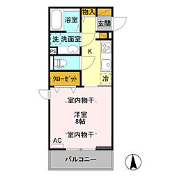 プレミスト 1Kの間取図画像