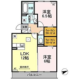 ブランネージュA 2LDKの間取図画像