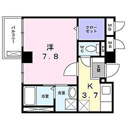 ライゼイヅミヤI 1Kの間取図画像