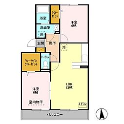 リバーパーク蒲生A 2LDKの間取図画像