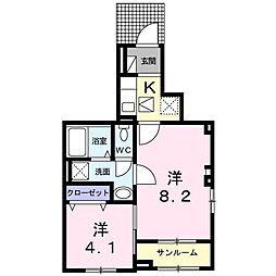 ルシエルブルー 1SKの間取図画像