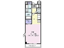 プラティーク東所沢Ｂ 2階ワンルームの間取り