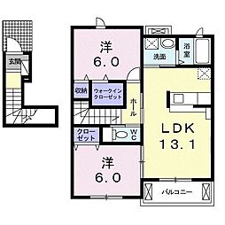 アデリア 2LDKの間取図画像