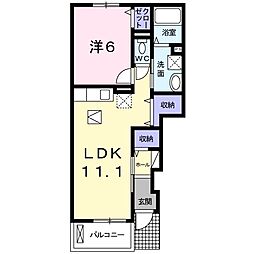ソレアードA 1LDKの間取図画像