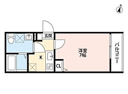 イーストヴィレッジ 1Kの間取図画像