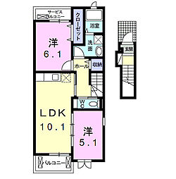 ラリヴィエール 2LDKの間取図画像