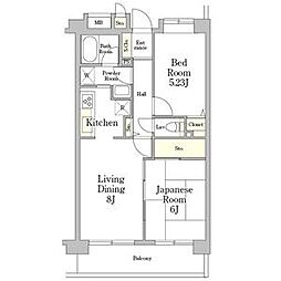 ミレニアム北浦和A棟 2LDKの間取図画像