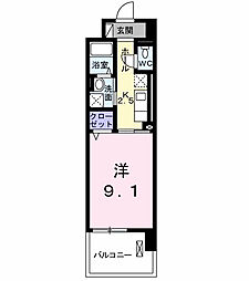 カーサ・ル・コットン 1Kの間取図画像