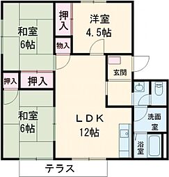 リゾット花房B 3LDKの間取図画像