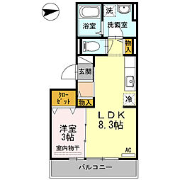 ソレールヴィラ 1LDKの間取図画像