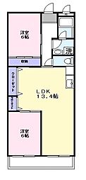 マンション亨 2LDKの間取図画像