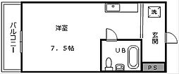 アートシティ小波瀬 ワンルームの間取図画像