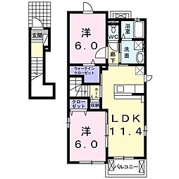 グリーンヒルズ2A 2LDKの間取図画像