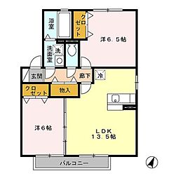 ステラ富士見B 2LDKの間取図画像