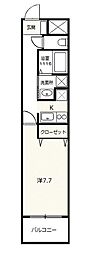 エルオーヴ 1Kの間取図画像