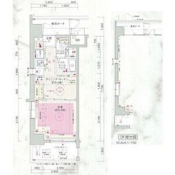 エステムプラザ飯田橋タワーレジデンス 1DKの間取図画像