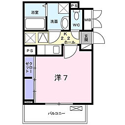 カーサプラシード 1Kの間取図画像