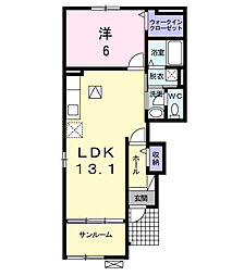 アシスト 1LDKの間取図画像
