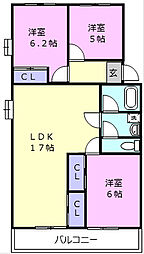 第二マンションむつみヶ丘 2階3LDKの間取り