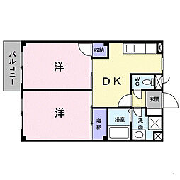 アキネス別府 2Kの間取図画像