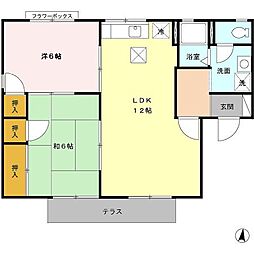 セジュール福間A 2LDKの間取図画像