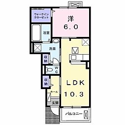 エトワールくらもちc 1LDKの間取図画像