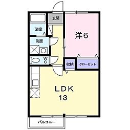 ウエストヒルズ船江山 1LDKの間取図画像
