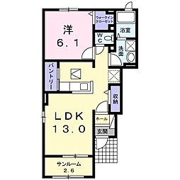 ウェルサイドハウスB 1LDKの間取図画像