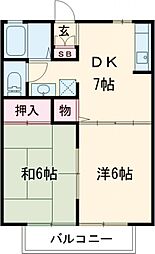 プリマベラ 2DKの間取図画像