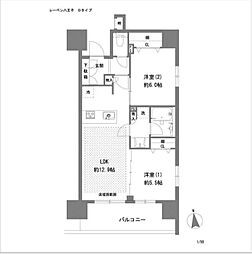 ラグゼナ八王子横山町 2LDKの間取図画像