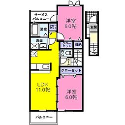 セイバリーA 2LDKの間取図画像