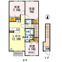 マーブルK 3LDKの間取図画像