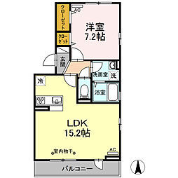 シャティK2 1LDKの間取図画像
